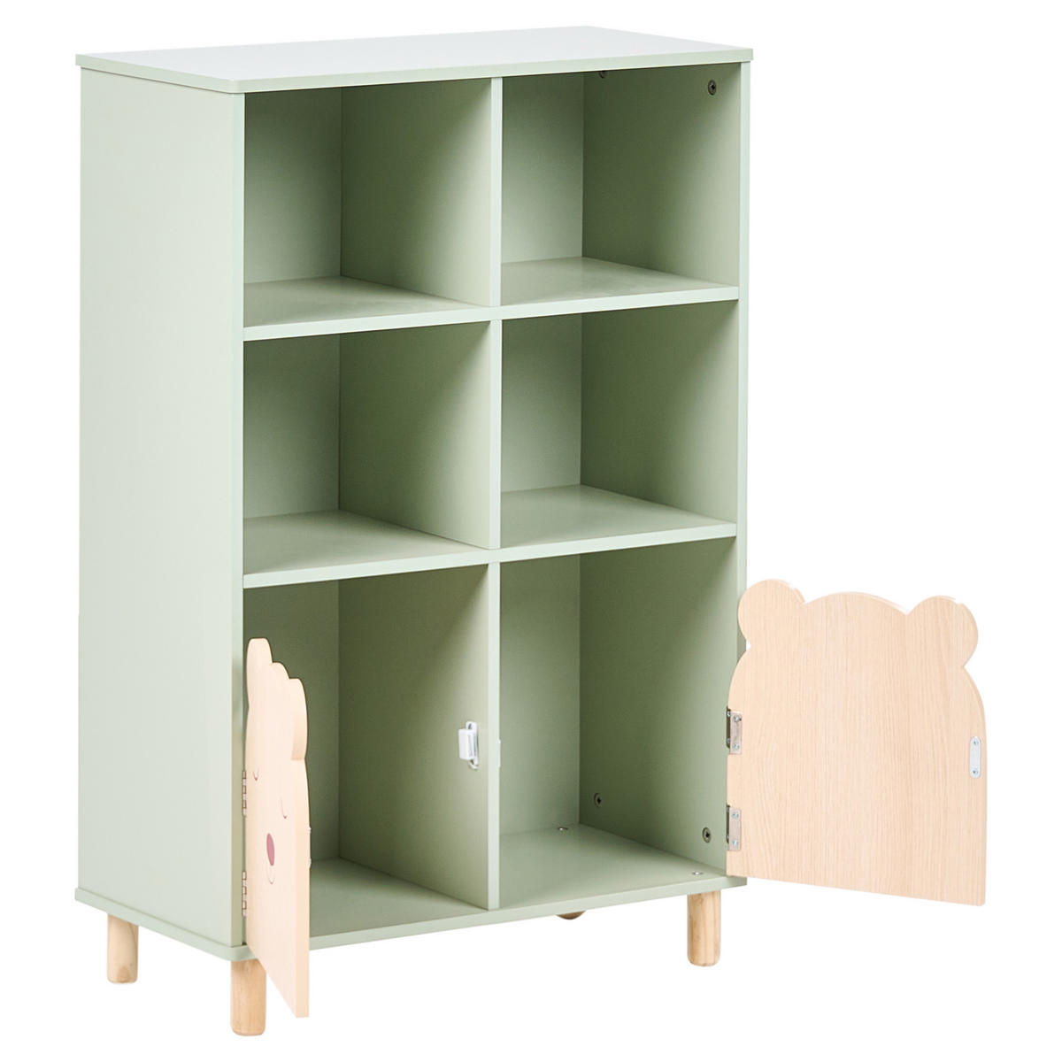 KNIHOVNA s 3 policemi 90 cm Světle zelená Nobby - světle zelená/zelená barva, kompozitní dřevo (60/90/30cm) - Beliani