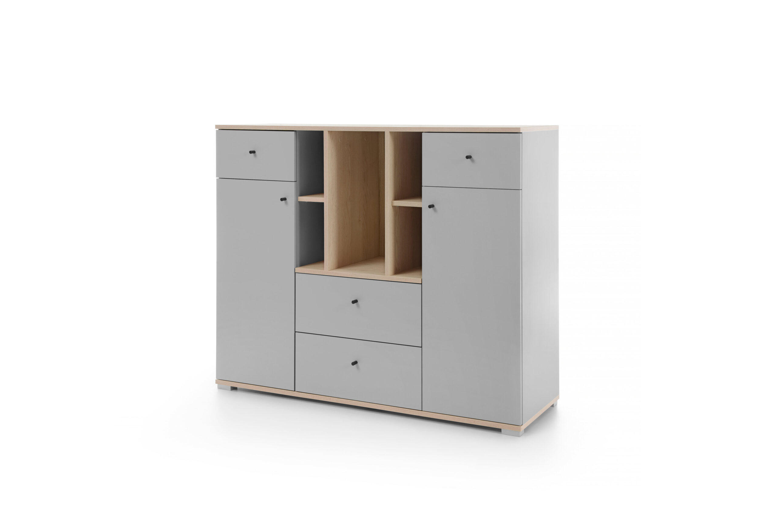 KOMMODE Nova in Grau und Eiche ca. 120 × 100 × 40 cm - Grau, Holzwerkstoff (120/100/40cm)