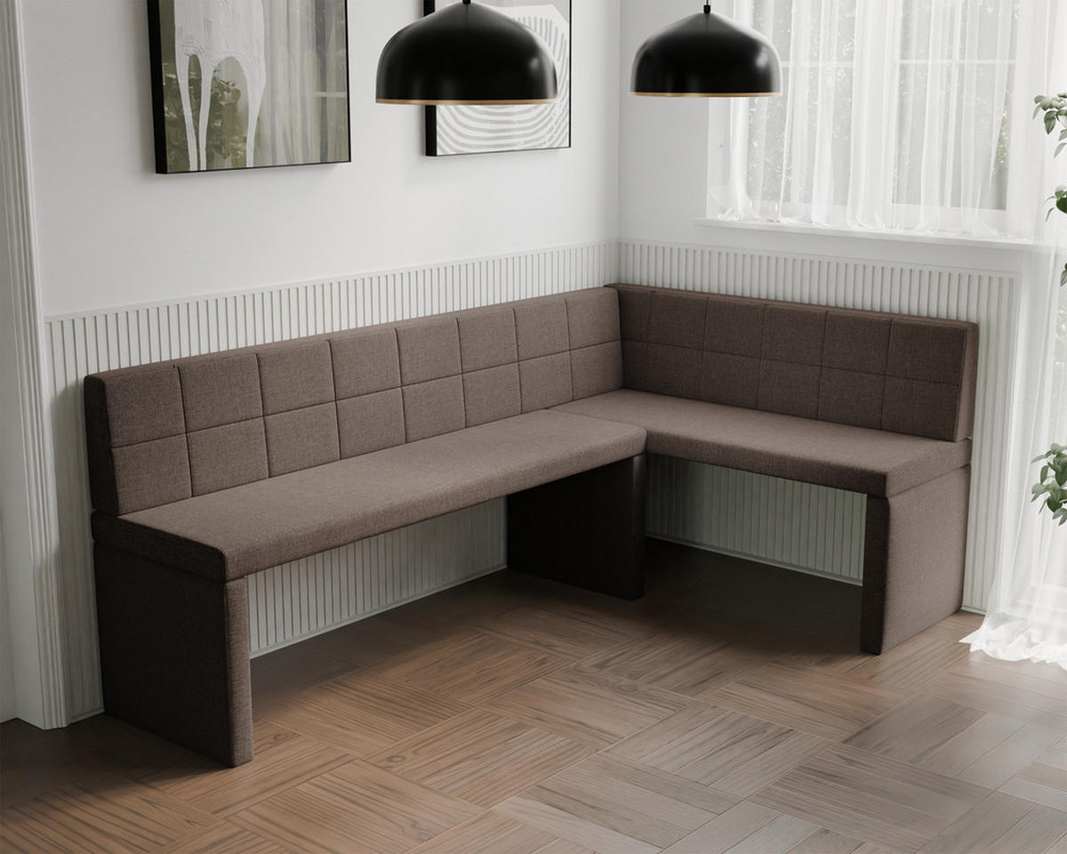 ECKBANK rechts MELVIN Webstoff, 142/196 cm Braun - Braun, Holz/Textil (142/196cm) - Idohome