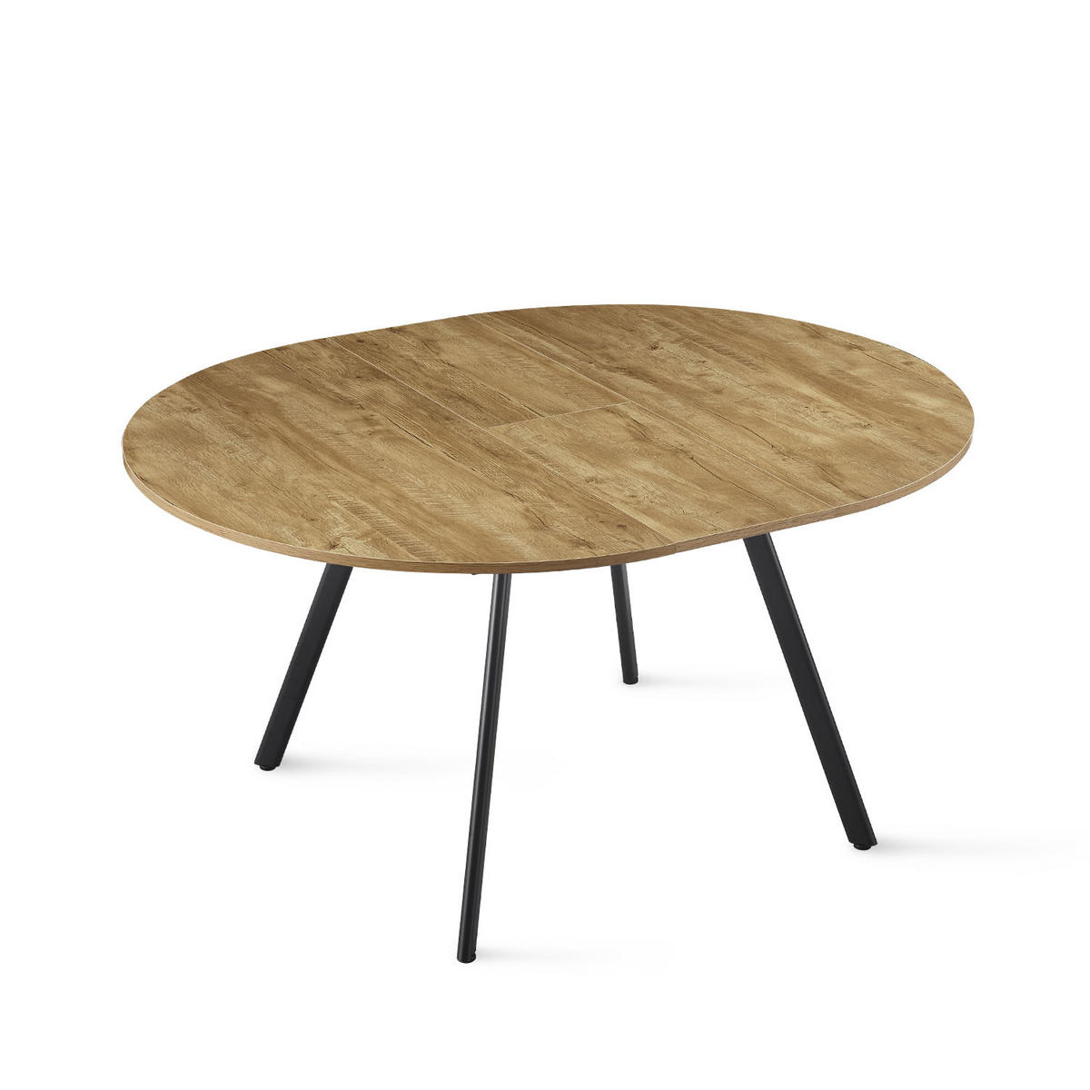 ESSTISCH TILL 120-150/120/76 cm Rund Wildeiche - Wildeiche/Schwarz, Holzwerkstoff (120/120/76cm) - B&D Home
