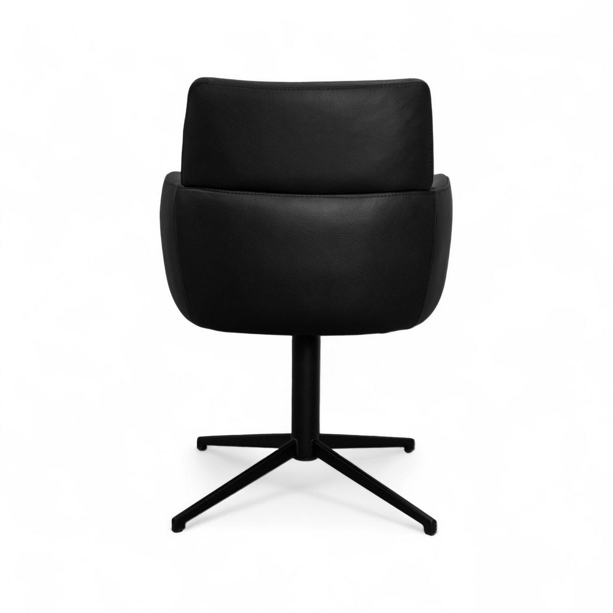STUHL 1 Stück in Echtleder Schwarz - Schwarz, Leder/Metall (58/83/58cm) - Furnhouse