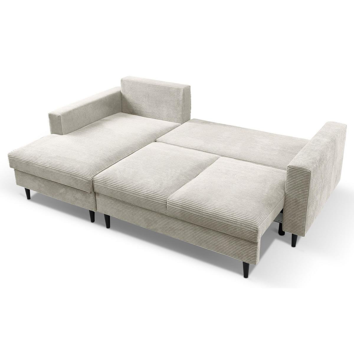 ECKSOFA Nalika Hellbeige mit Cordbezug - Beige/Creme, Holz/Textil (230/143cm) - Selsey