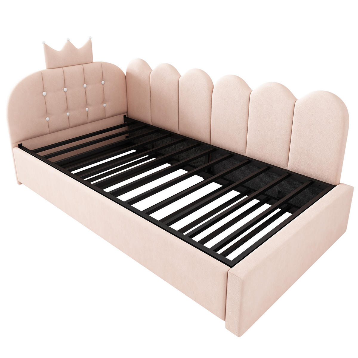 TAGESBETT mit Ausziehbett 90x200 cm Samt Rosa - Pink, Holz (90/200cm) - Meubliv