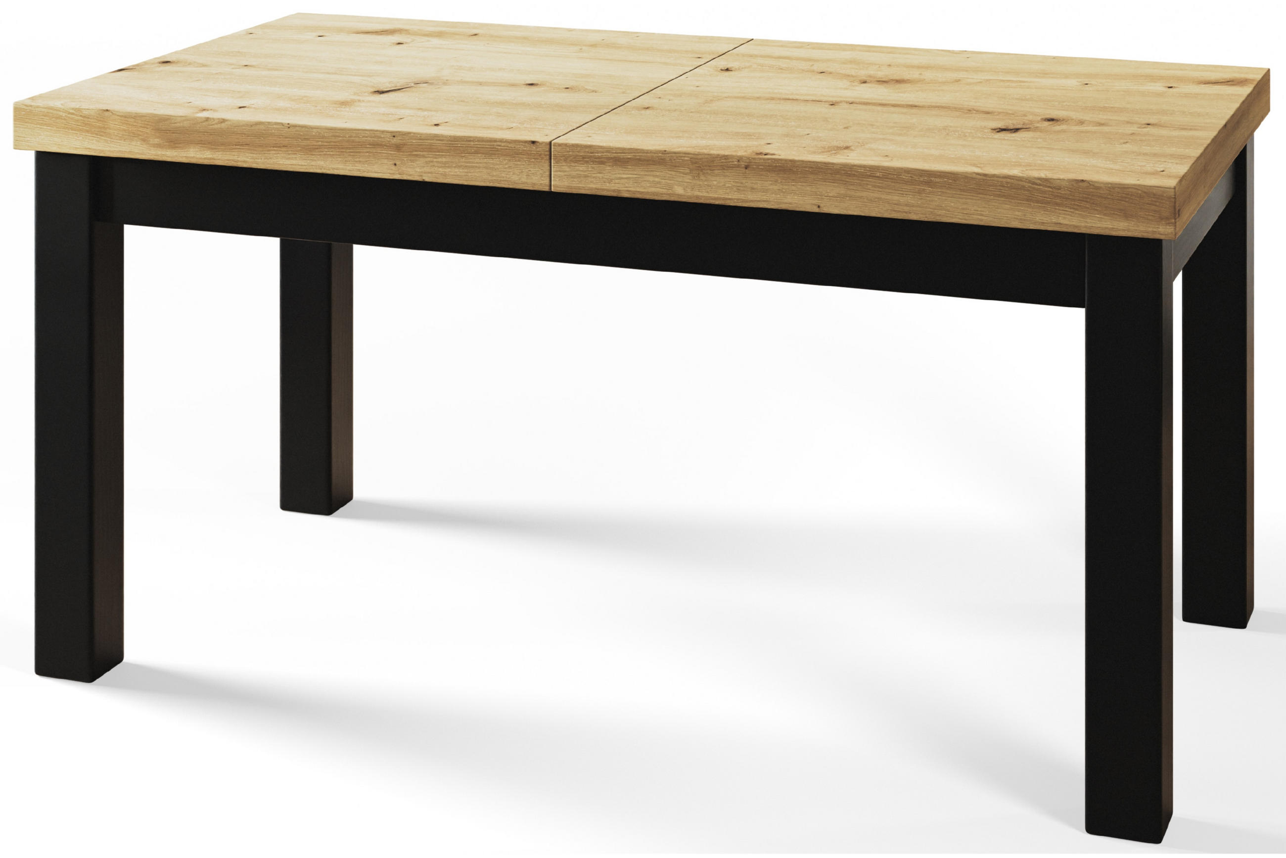 ESSZIMMERTISCH CLASSIC, ausziehbarer Tisch 140-180X80X78 cm, Farbe: ARTISAN, mit Holzbeinen in Farbe Schwarz - Hellbraun/Schwarz, Holzwerkstoff (140/80/78cm) - Alpi-Möbel