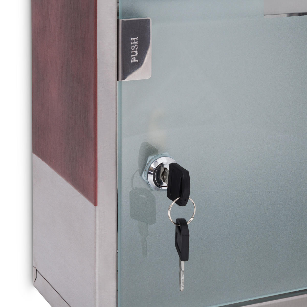 DULAP Argintiu din inox cu încuietoare 3 compartimente 45x30x12 cm - multicolor, sticlă/metal (30/45/12cm) - Relaxdays