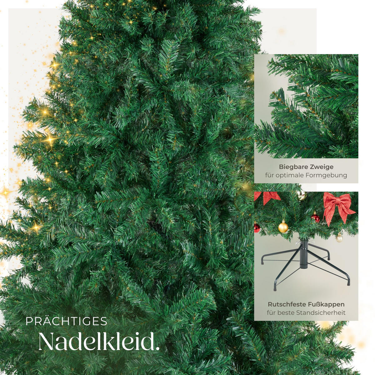 WEIHNACHTSBAUM Dasher, pulverbeschichteter Metallständer mit Kunststoffkappen , grün - Grün, Kunststoff (230cm) - tectake