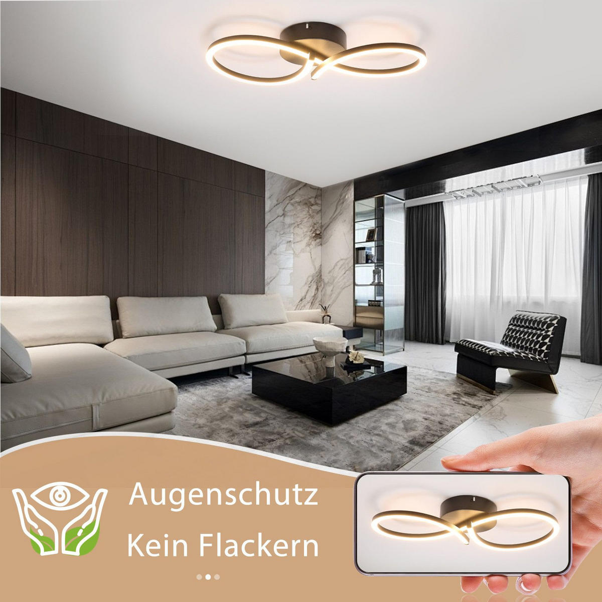 LED-DECKENLEUCHTE Mackall 19/45/8cm - Schwarz, Metall (45/19/8cm) - Nettlife