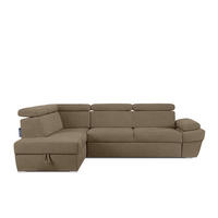 SCHLAFECKSOFA RATLO links 4/5-Sitzer mit Bettkasten, hellbraun - Hellbraun/Silberfarben, Textil (270/190cm) - KONSIMO®