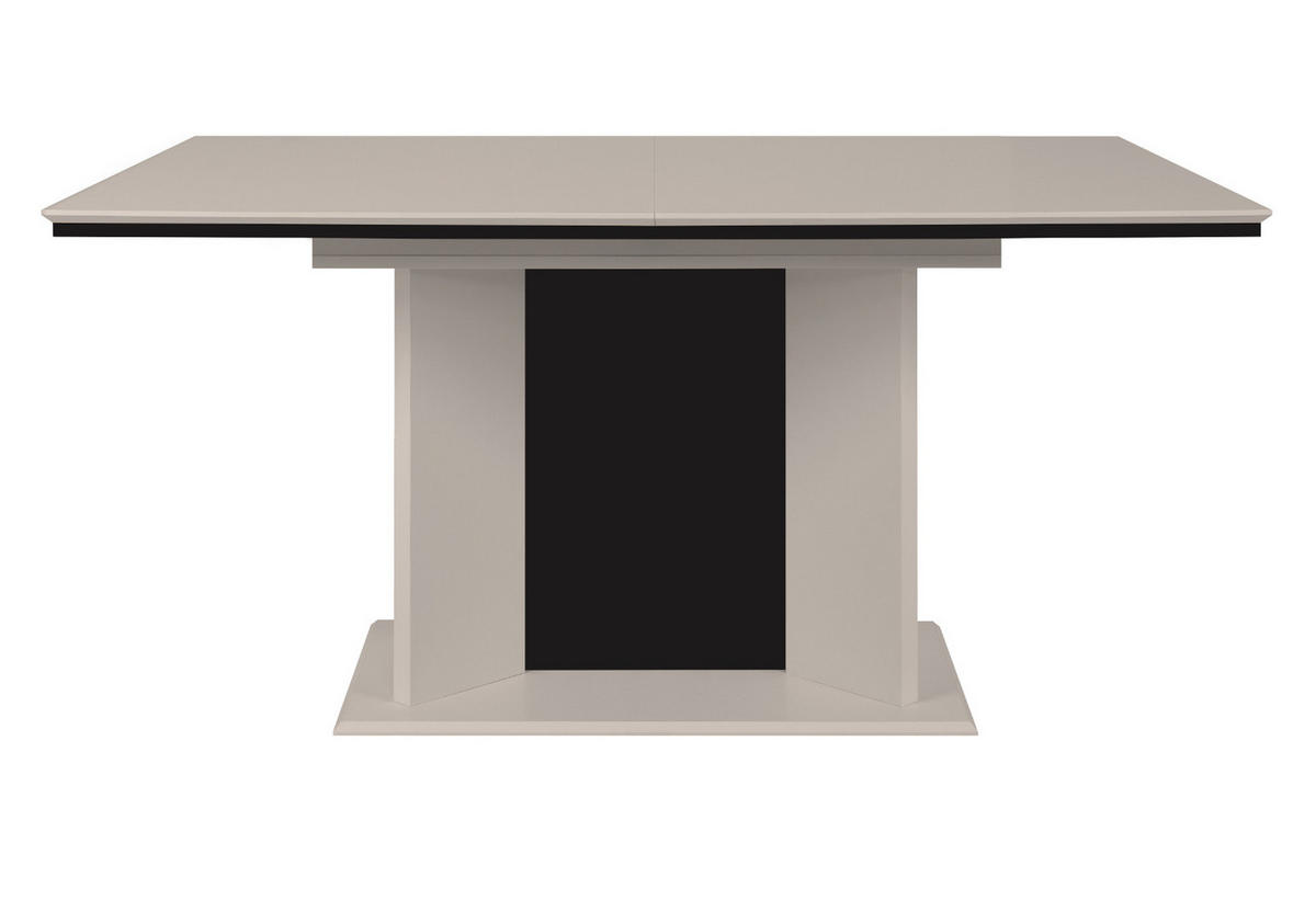 ESSTISCH sand, schwarz, Säulentisch ausziehbar 160 - 200 x 90 cm - Sandfarben/Schwarz, Holzwerkstoff (160/90/76cm) - Furn.Design