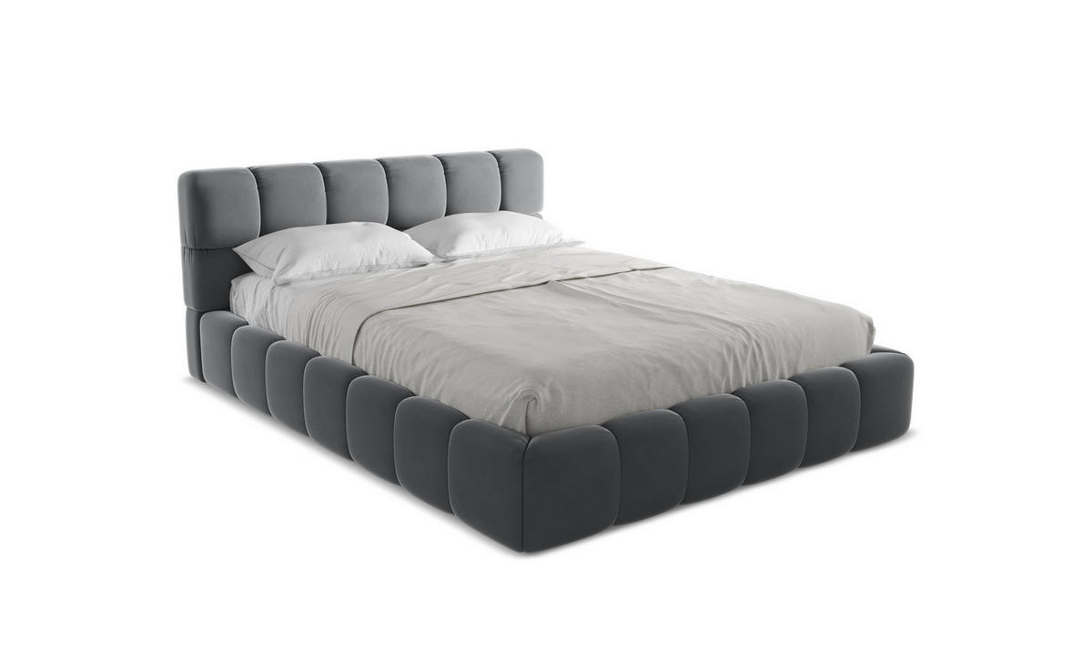 POLSTERBETT mit Bettkasten und Lattenrost 180x228 Grau - Dunkelgrau/Schwarz, Kunststoff/Textil (160/200cm) - Makamii