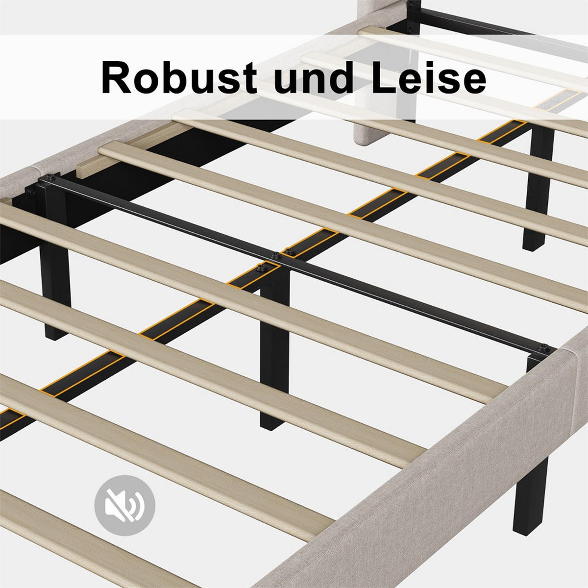 POLSTERBETT 90 x 200 cm aus Leinen mit gepolstertem Kopfteil - tabile Bettbeine ohne Matratze - Beige - Beige, Textil (90/200cm) - DELFA