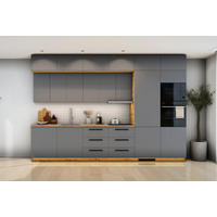 KÜCHENZEILE Nexa Grau – 360 cm – K50-G360 - Schwarz/Grau, Holzwerkstoff/Metall (360/248/58cm) - ROYAL24_MARKT