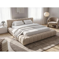 POLSTERBETT Adore Hellbeige 200/200 cm Samt mit Bettkasten - Beige, Textil/Metall (200/200cm) - wonello