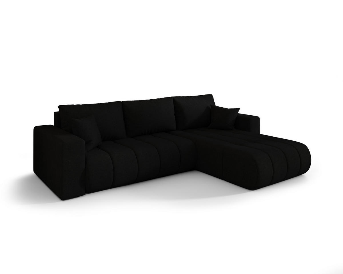 ECKSOFA ARDEN Samt SCHWARZ L - Rechts - Schwarz, Textil (280/175cm) - Luxkor24