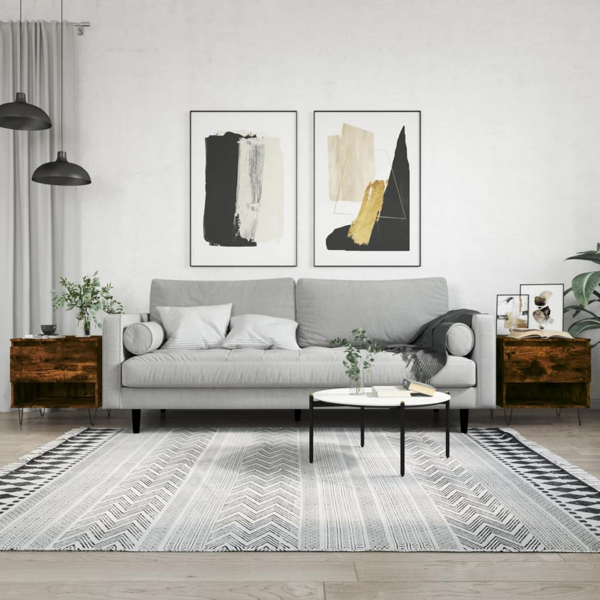 COUCHTISCHE 2 Stk. Räuchereiche 50x46x50 cm Holzwerkstoff - Braun, Holzwerkstoff (50/46/50cm) - furnicato
