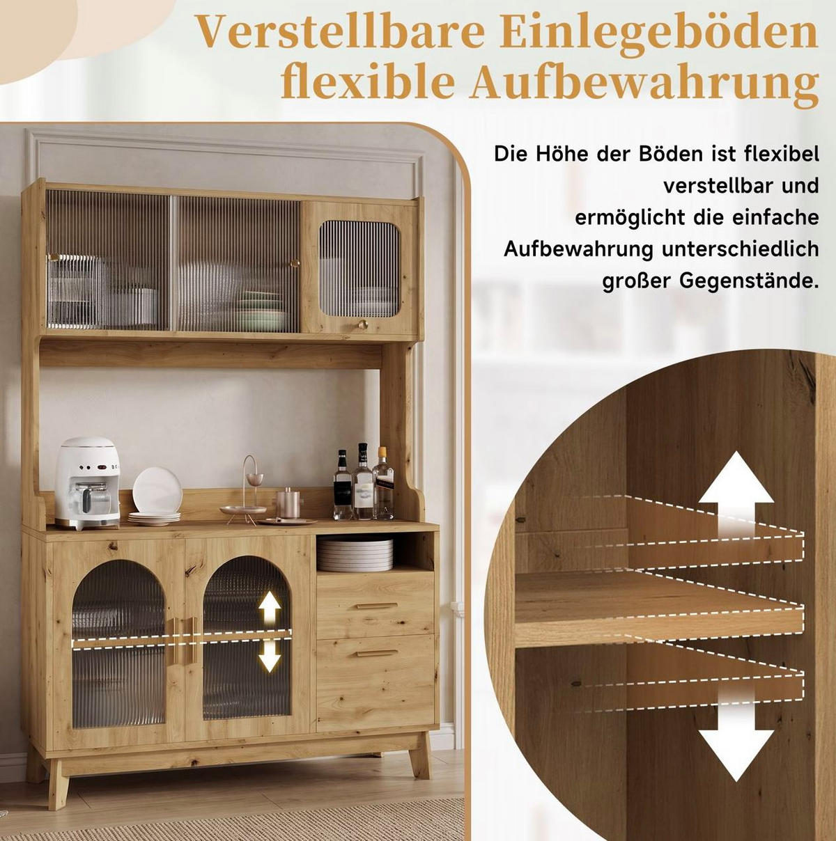 HOCHSCHRANK aus Spanplatte 120x40x178 cm Holzfarben mit Steckdosen und USB-Anschlüssen - Eichefarben, Holzwerkstoff (120/178/40cm) - IVMEU