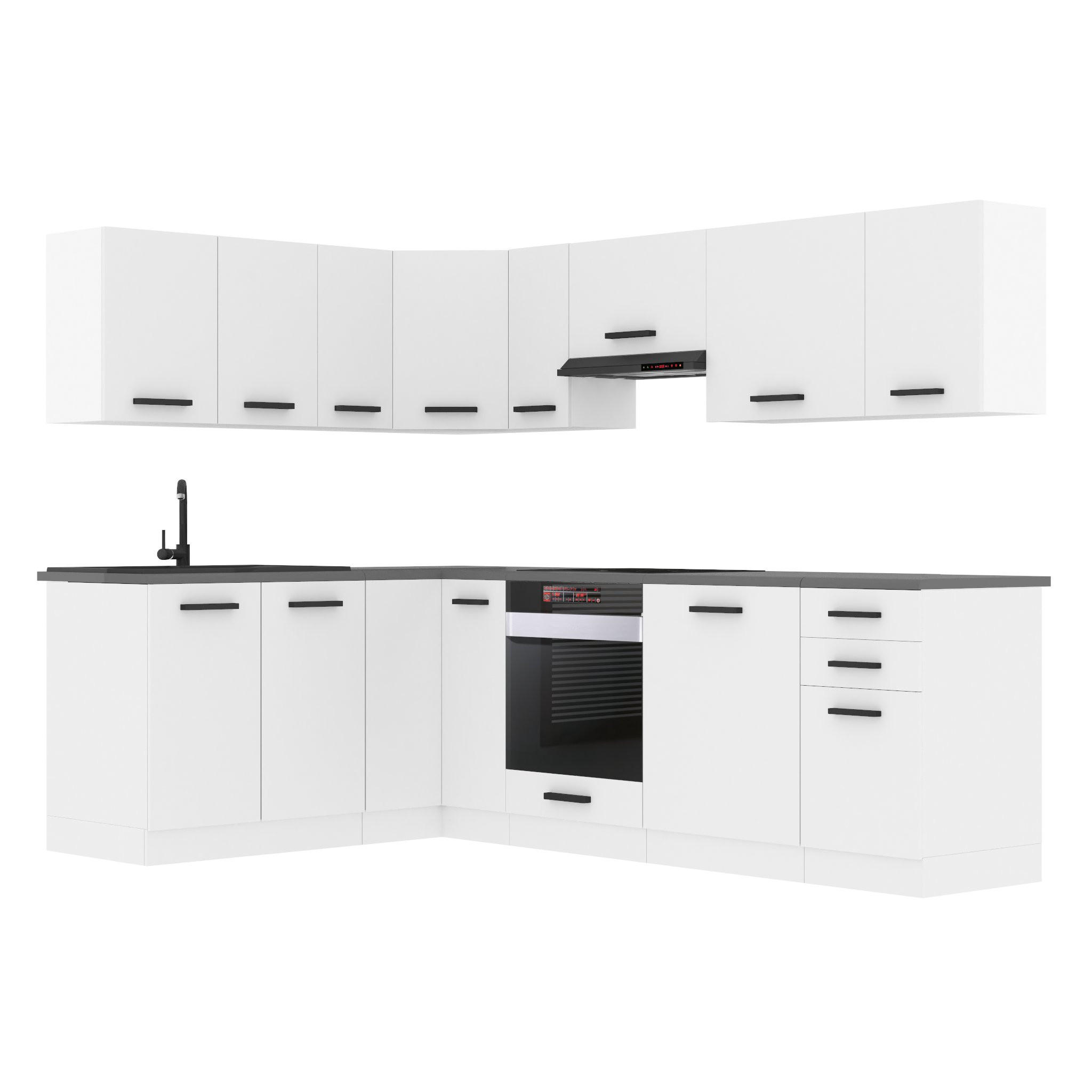 KÜCHE L-Form Janet, mit Arbeitsplatten, Weiß matt - Weiß, Holz (360/204/60cm) - B BELINI GROUP