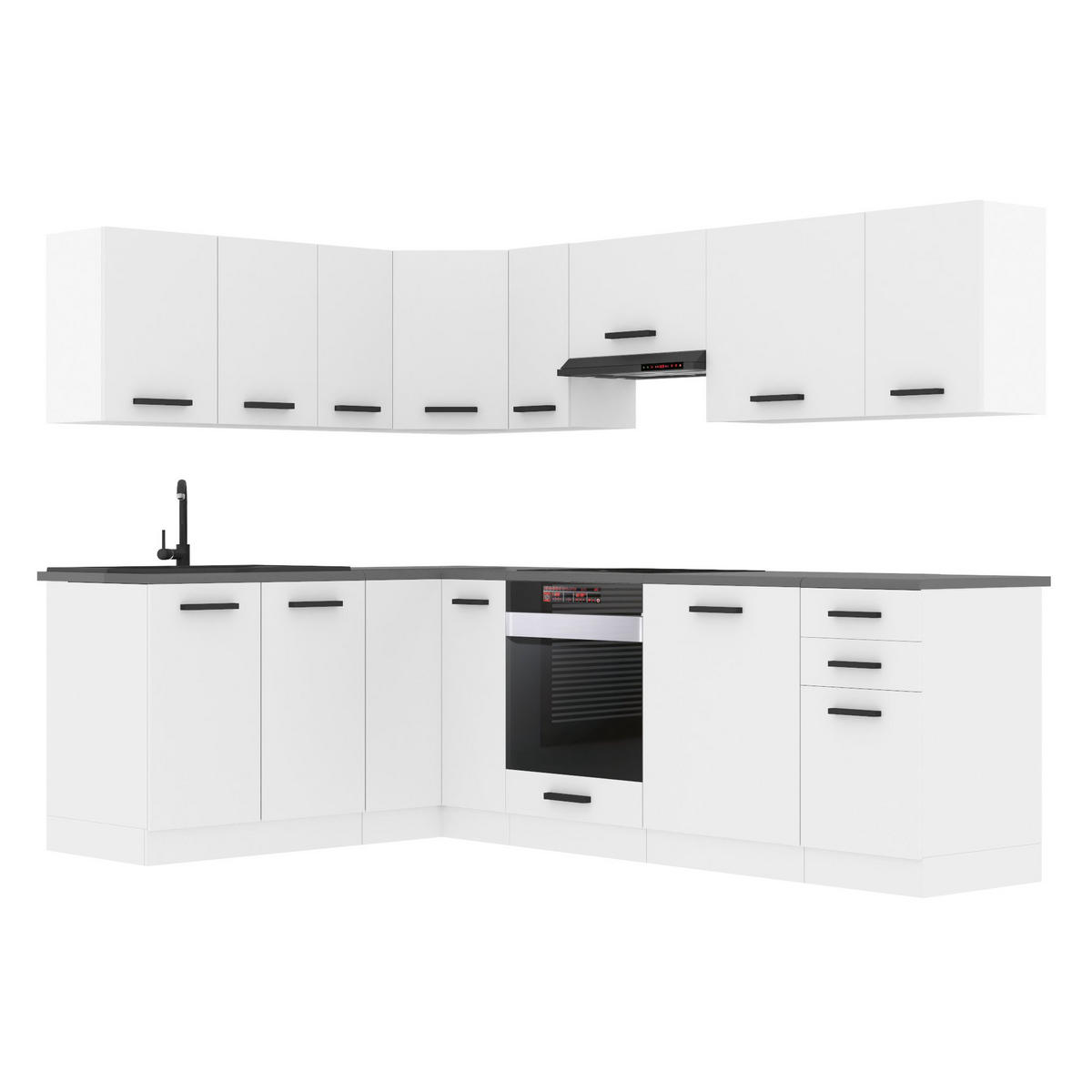 KÜCHE L-Form Janet, ohne Arbeitsplatten, Weiß matt - Weiß, Holz (360/204/60cm) - B BELINI GROUP