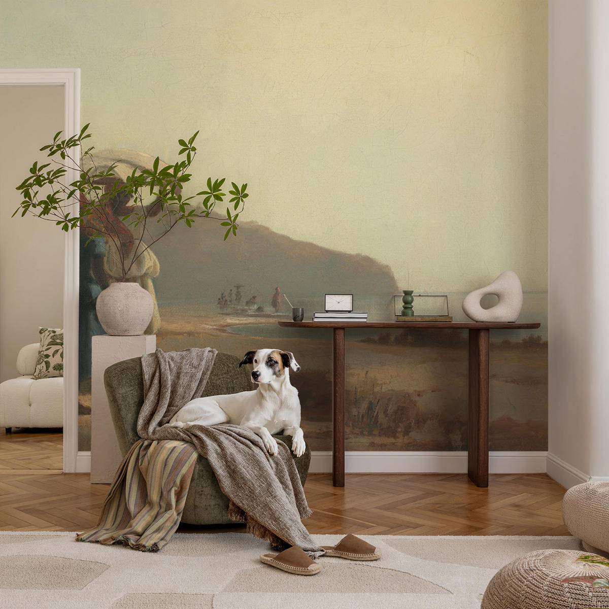 FOTOTAPETE 104x70 cm - Ein Spaziergang am Meer - Beige, Textil (104/70cm) - Wallfluent