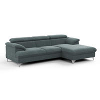 ECKSOFA mit Schlaffunktion und Bettkasten, verstellbare Kopfstützen - Chromfarben/Anthrazit, Textil/Metall (167/254cm) - Cotta