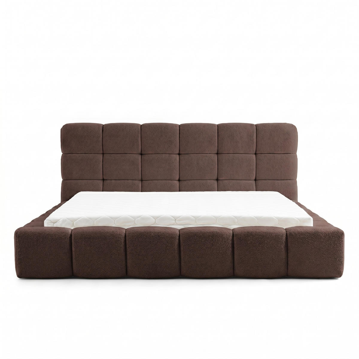 POLSTERBETT AMITY MAXI 160x200 cm in Terrakotta, gepolstertes Kopfteil, Lattenrost, Bettkasten, Bouclé-Stoff - Terracotta/Naturfarben, Holz/Textil (160/200cm) - Muffo
