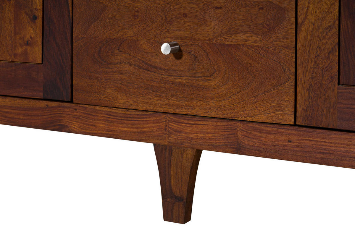 SIDEBOARD Sheesham 200x40x80 walnuss geölt BROOKLYN #29 - Dunkelbraun, Holz (200/80/40cm) - Massivmoebel24