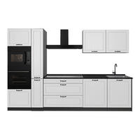 KÜCHENZEILE R-Line, Weiß Landhaus/Anthrazit, 310 cm Arbeitsplatte Anthrazit - Anthrazit/Weiß, Holzwerkstoff (310/206.8/60cm) - Vicco
