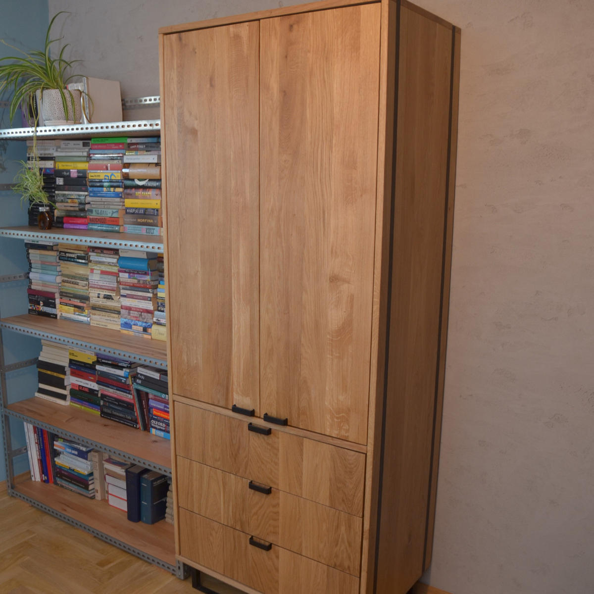 ZWEIFLÜGELSCHRANK mit Schubladen für das Schlafzimmer HUGON - Eichefarben, Holz (80/200/55cm) - Rawood Furniture