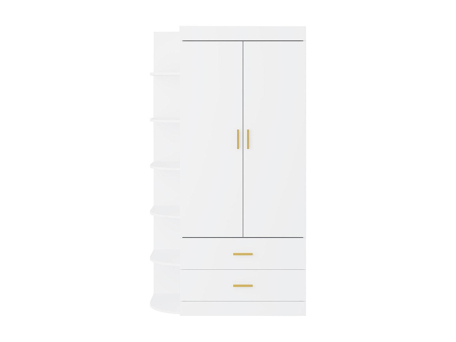 KLEIDERSCHRANK - 100 cm x 49.5 cm - Holz, Platte - Weiß, Goldfarben GRIMORI - Goldfarben/Weiß, Holz (100/180.2/49.5cm) - Vente-Unique