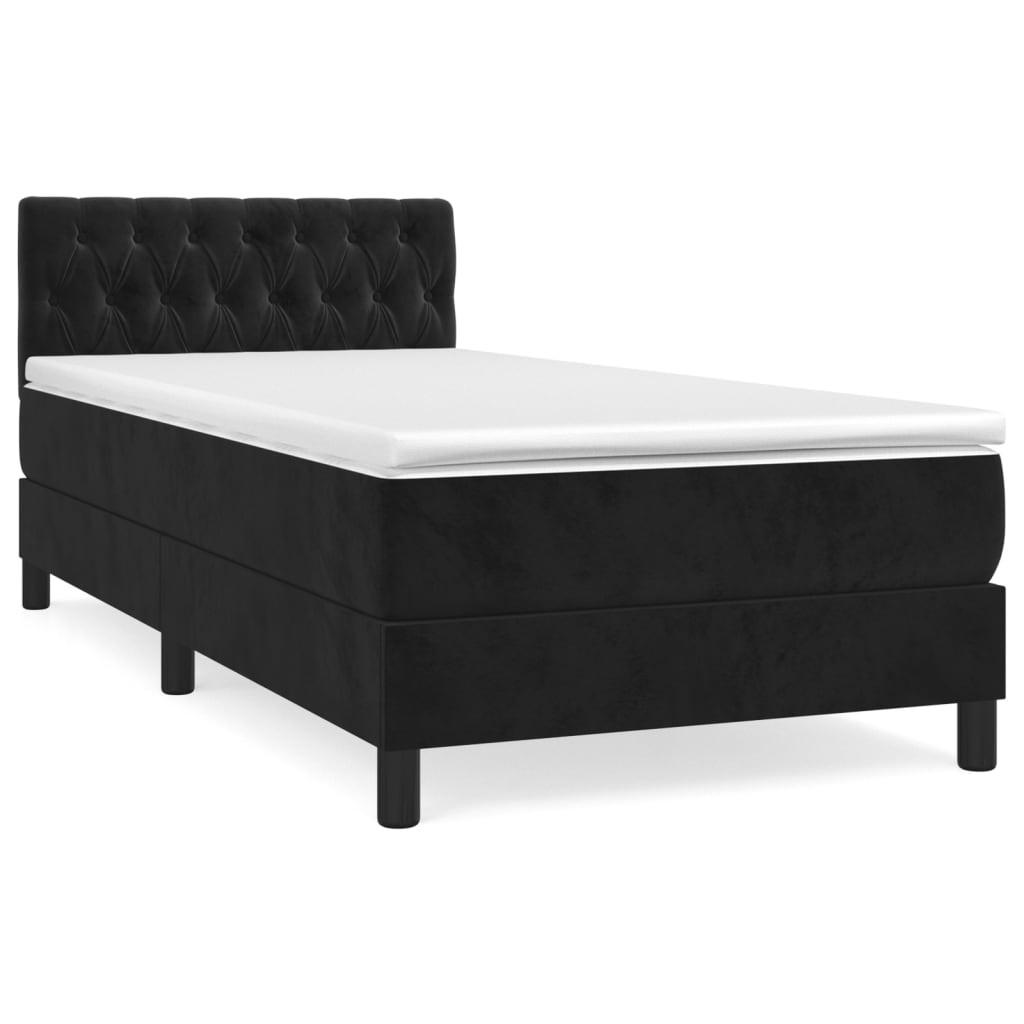 BOXSPRINGBETT MIT MATRATZE SCHWARZ 90X200 CM SAMT - Schwarz, Holz/Textil (90/200cm) - vidaXL