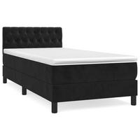 BOXSPRINGBETT MIT MATRATZE SCHWARZ 90X200 CM SAMT - Schwarz, Holz/Textil (90/200cm) - vidaXL