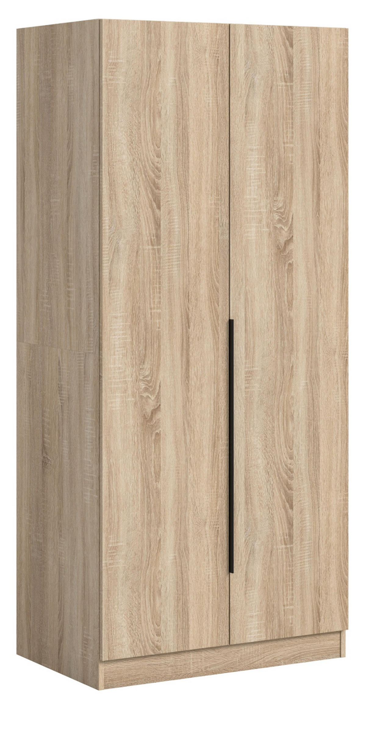 KLEIDERSCHRANK Eiche Sonoma 2-türig 80 x 181 cm, Drehtürenschrank mit Kleiderstange - Eichefarben/Schwarz, Holzwerkstoff/Kunststoff (80/181/52cm) - Inn.Furn