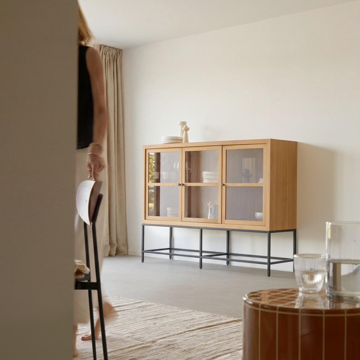 VITRINENSCHRANK Babeth Natur aus Teak - Naturfarben, Holz (160/122/45cm) - Tikamoon