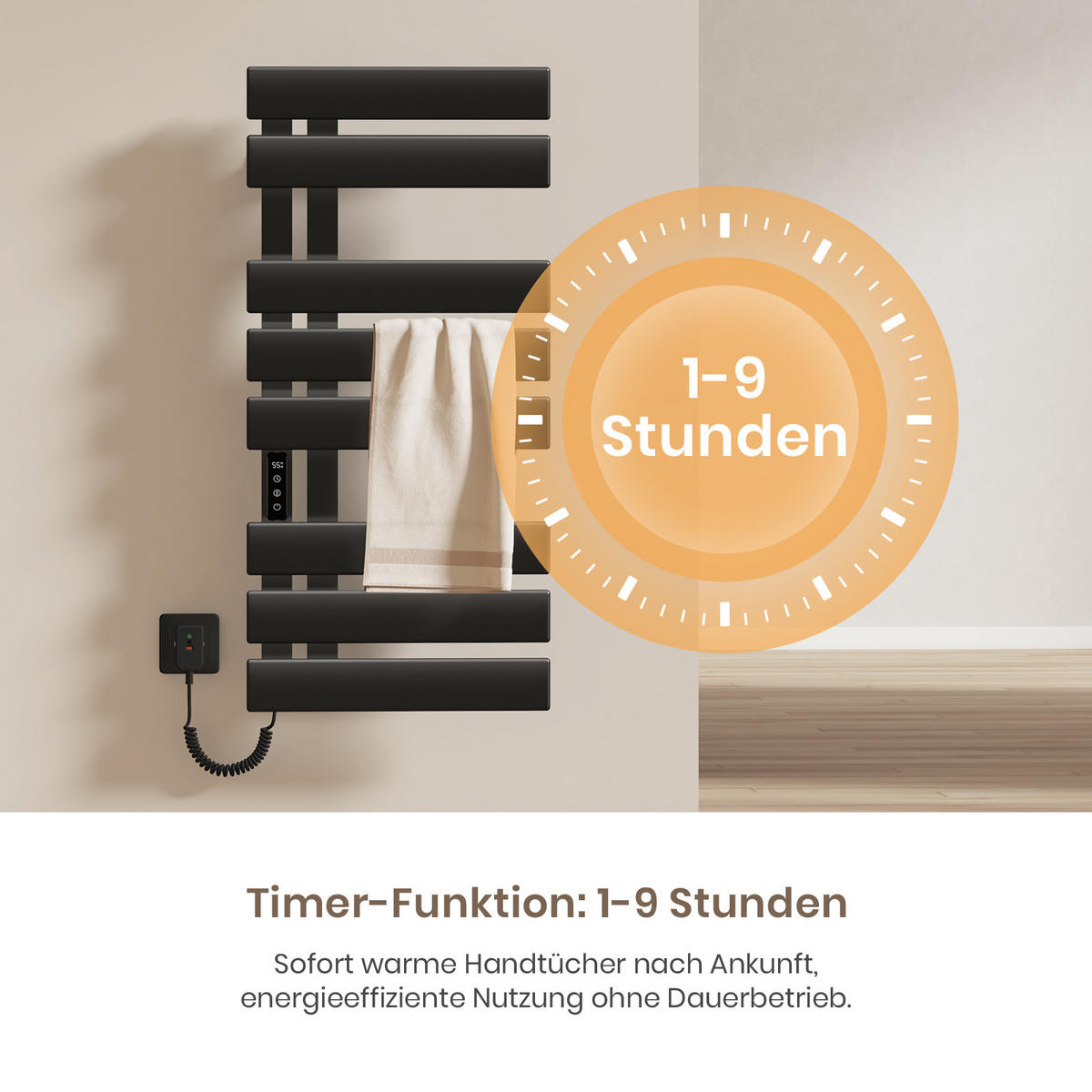 HEIZKÖRPER Elektrisch WLAN Thermostat Schwarz 85/40/11 cm - Schwarz, Metall (40/85/11cm) - EMKE