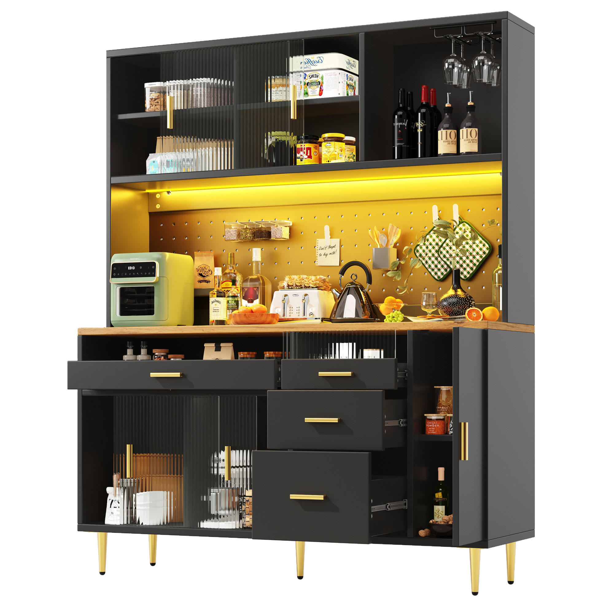 Flora Grace Buffet Schwarz 145x171x24 cm