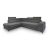 ECKSOFA ALVORO L-S Grau Boucle-Stoff mit Schlaffunktion - Grau, Holz (253/190cm) - MASSENO
