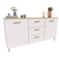 SIDEBOARD MALMO Artisan Eiche-Weiß 150/40/75 cm - Multicolor, Holzwerkstoff (150/75/40cm) - Matkam Möbel