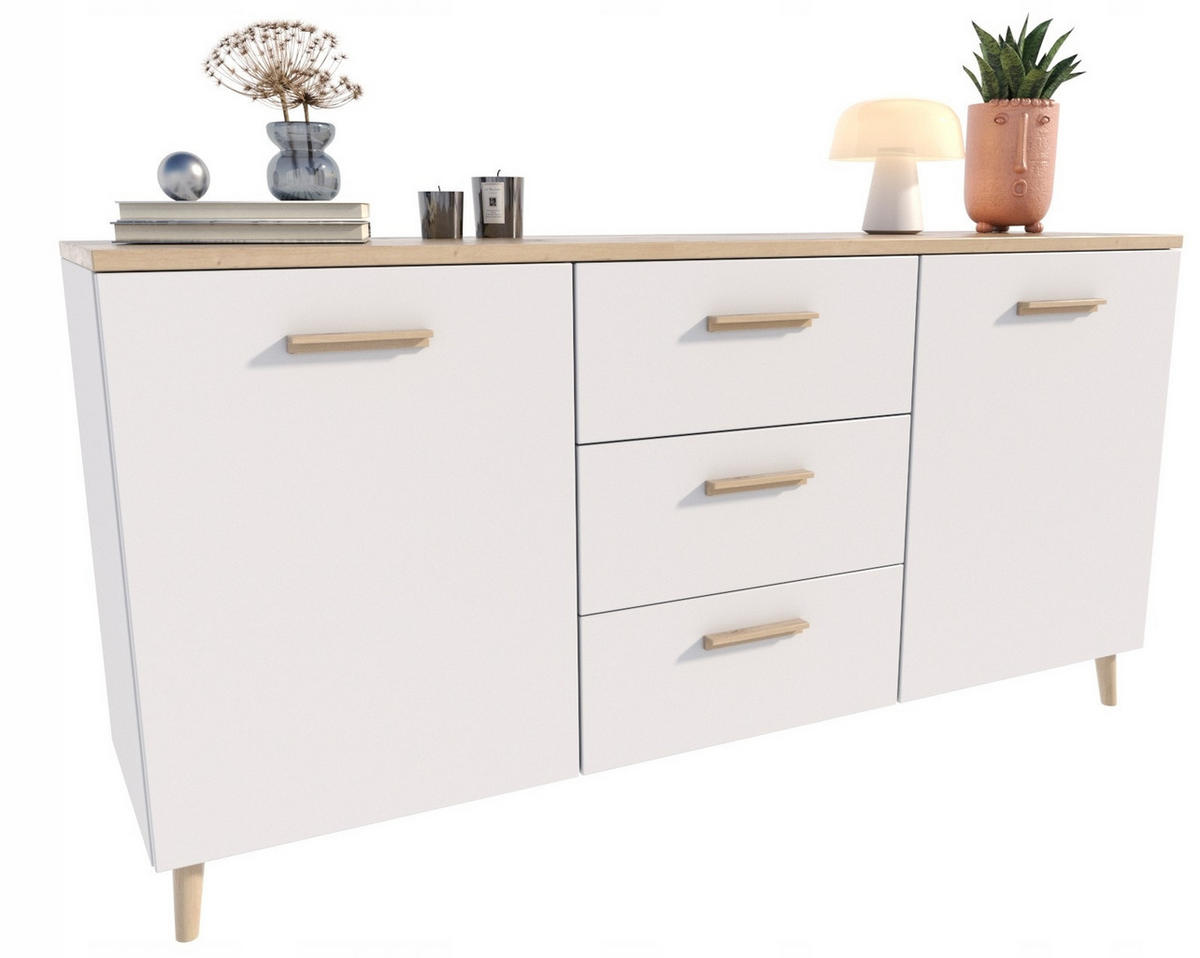 SIDEBOARD MALMO Artisan Eiche-Weiß 150/40/75 cm - Multicolor, Holzwerkstoff (150/75/40cm) - Matkam Möbel