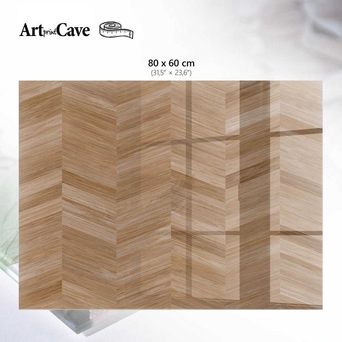 GLASPLATTE 80x60 cm – Holz-Fischgrätmuster - Violett, Glas (0.4/80/60cm) - ArtPrintCave