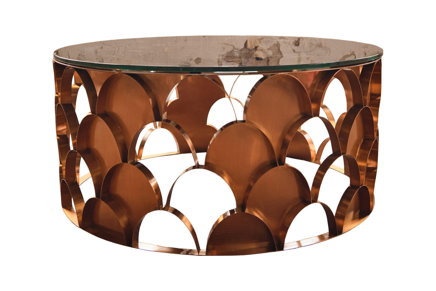 COUCHTISCH MEDINA Rosé Glas - Roségold/Rosa, Glas/Metall (100/100/45cm) - KAWOLA