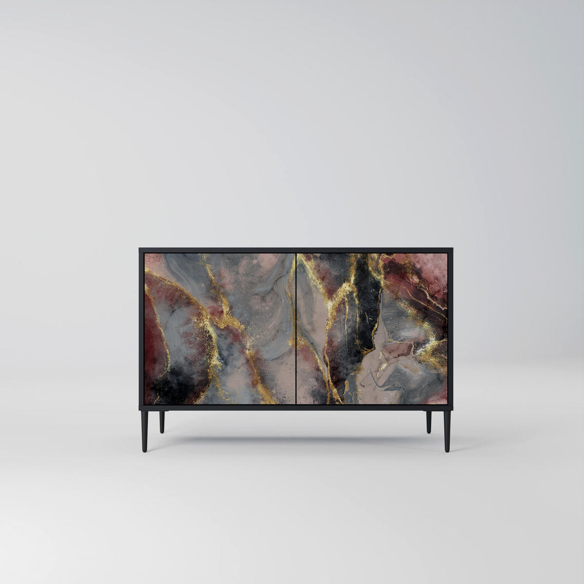 SIDEBOARD GOLDEN TIDES, Eicheneffekt, 111x42x77,5 cm, 2 Türen - Eichefarben/Buchefarben, Holzwerkstoff/Buchenholz (111/77.5/42cm) - SpaceRebels