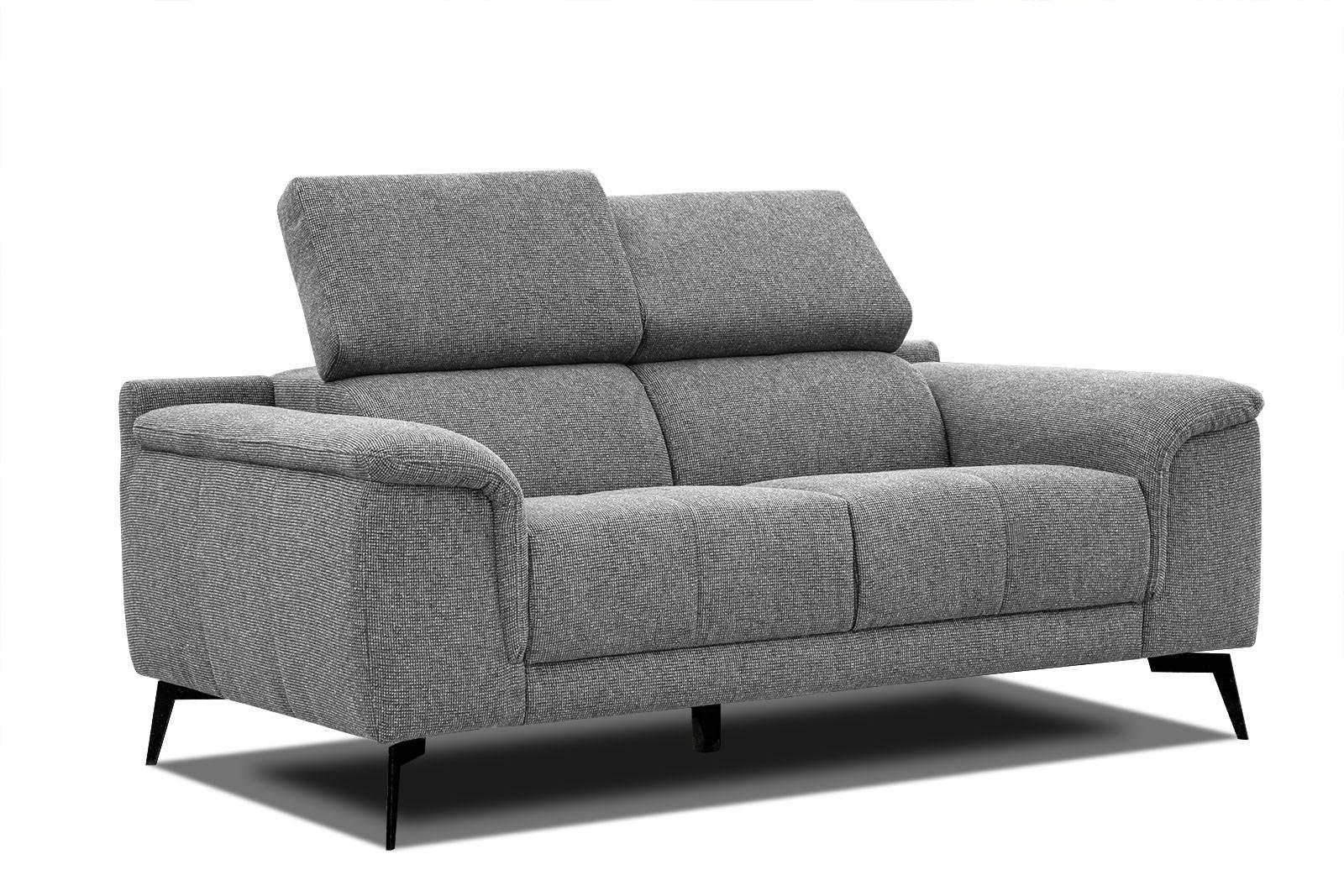 SOFA FIERO 2-Sitzer, grau - Schwarz/Grau, Holzwerkstoff/Textil (170/82/103cm) - Courtois Laville