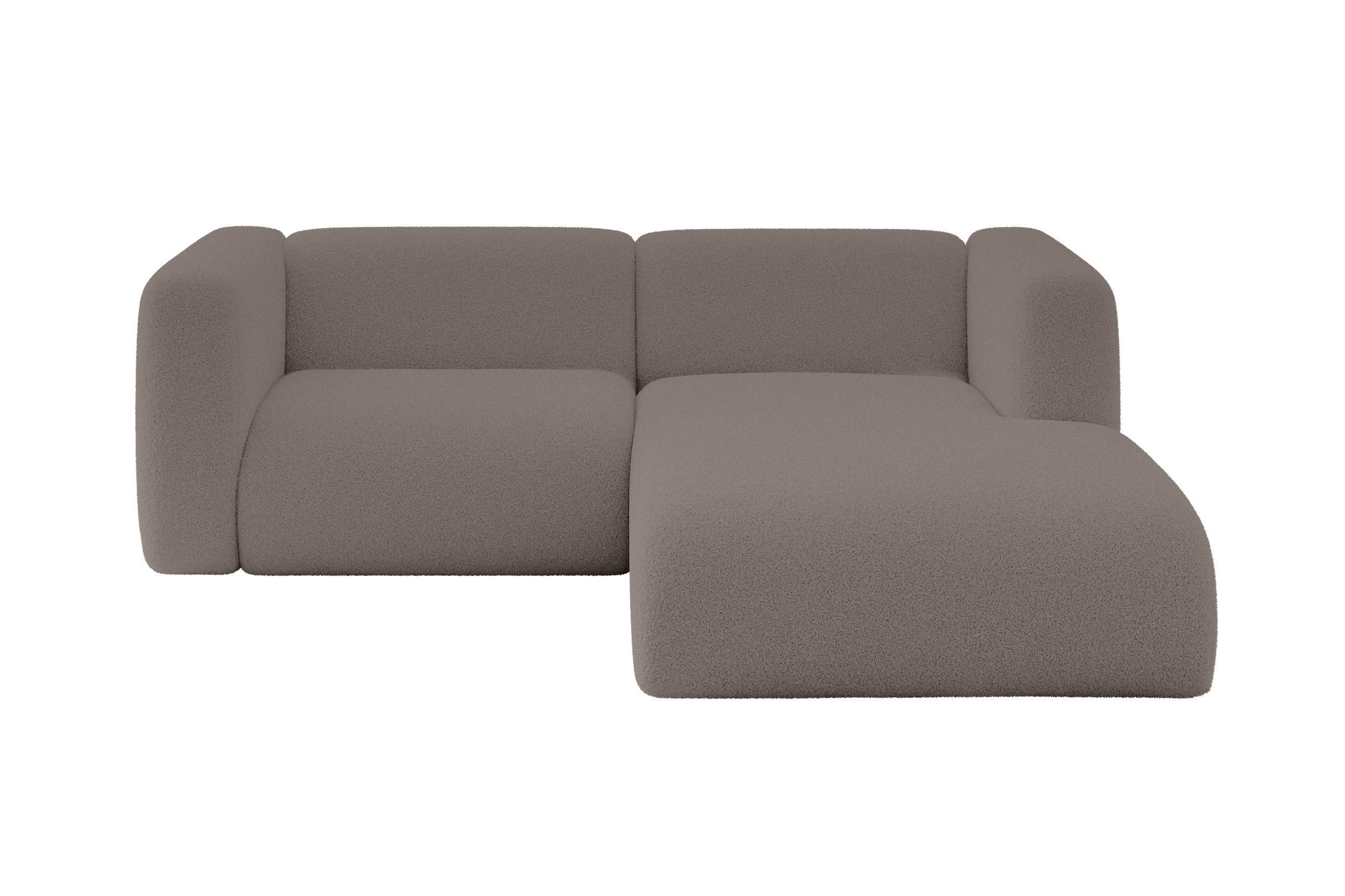 ECKSOFA Ottomane Rechts MIRA-L1 227x179x89 Braun Bouclé - Dunkelbraun/Schwarz, Holzwerkstoff/Kunststoff (227/179cm) - ALTDECOR