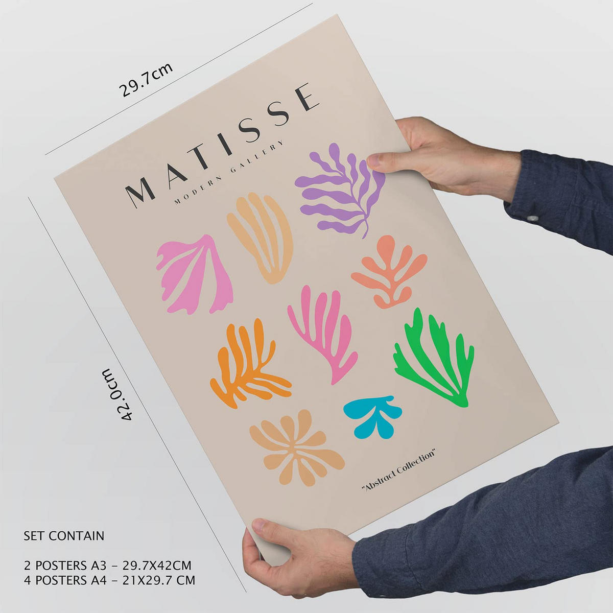 POSTER Set Mit 6 Henri Matisse Vegetation Drucke Des Fauvismus Und Der Abstrakten Kunst Für Innenarchitektur A3 & A4 Schwarzer Rahmen - Schwarz, Papier (29/3cm) - Nacnic