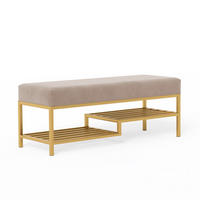 POLSTERBANK STEP 80 cm Gold / Beige ,Metallgestell - Beige, Metall (80/45/35cm) - Idohome