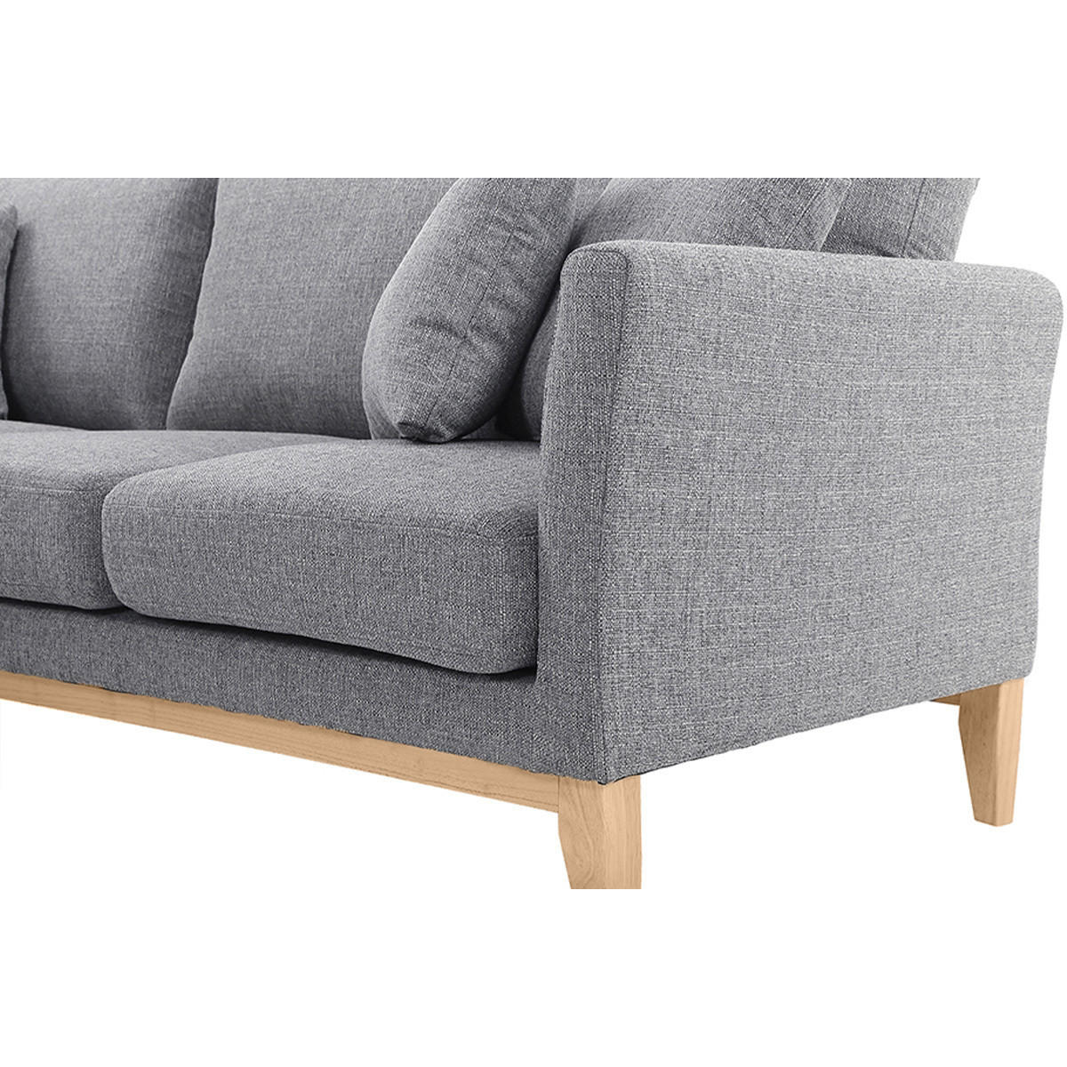 ECKSOFA Skandinavisch Links Hellgrau Abziehbarer Stoff OSLO - Hellgrau, Textil (130/192cm) - Miliboo