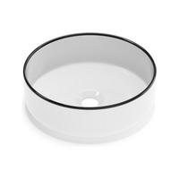 AUFSATZWASCHBECKEN rund - Keramik - Weiß mit schwarzer Umrandung - 36 cm - LENISO II - Schwarz, Keramik (36/12/36cm) - Vente-Unique