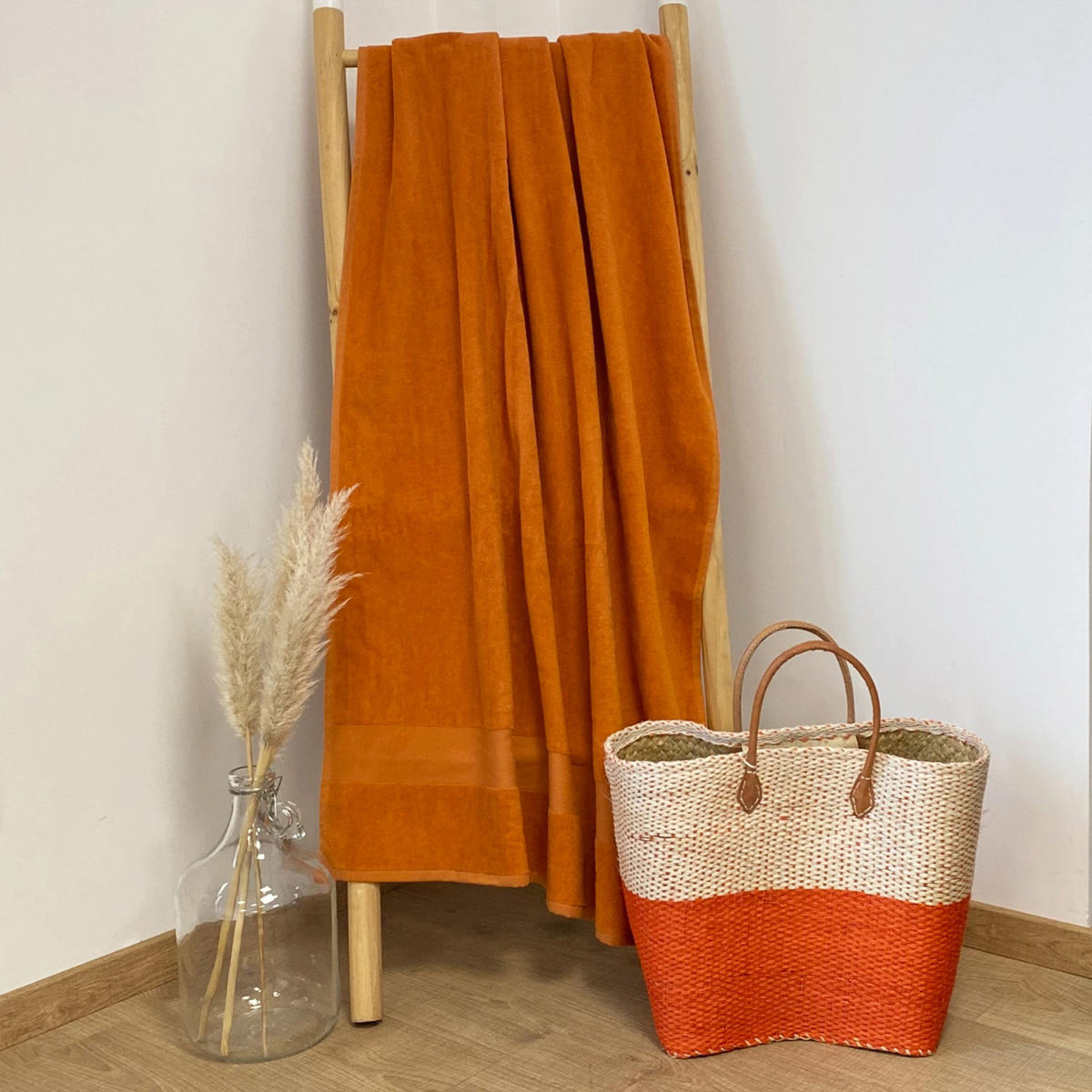 BADETUCH Velours uni Classy Orange 90x180 500g/m² - Orange, Textil (90/180cm) - LE COMPTOIR DE LA PLAGE