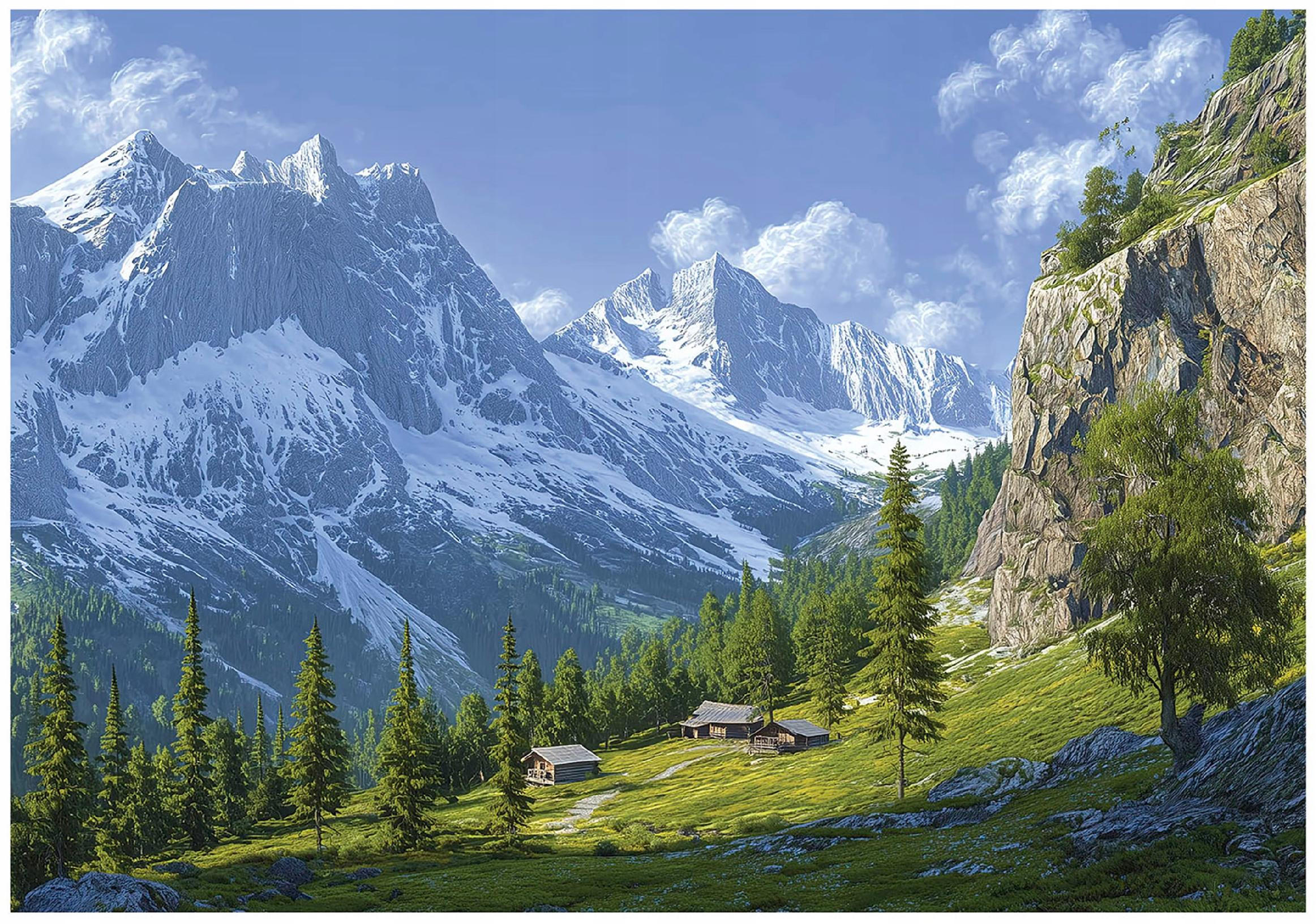 FOTOTAPETE 3D Effekt Berge Landschaft Wohnzimmer 400x280 - Multicolor, Papier (400/280cm) - Wallarena