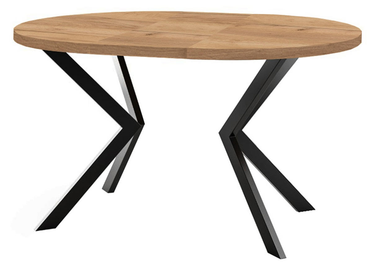 ESSTISCH ENDIK, Durchmesser: 90 / 140 cm, Farbe: Eiche Craft Gold / Schwarz - Schwarz/Braun, Holzwerkstoff/Metall (140/90/77cm) - Dekori_Interiors